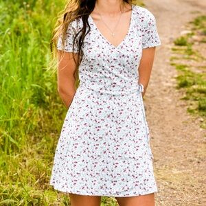 Hollister White and Red Floral Mini Dress
